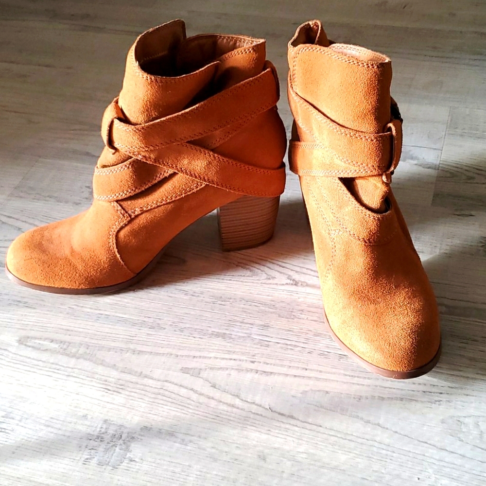 Size 9 cognac faux suede boots by Mossimo target